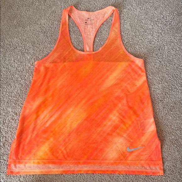 Nike Tops - Nike Orange Silver Dri Fit Sleeveless Tank Top